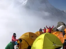 Camp 3 on K2 with Broad Peak behind