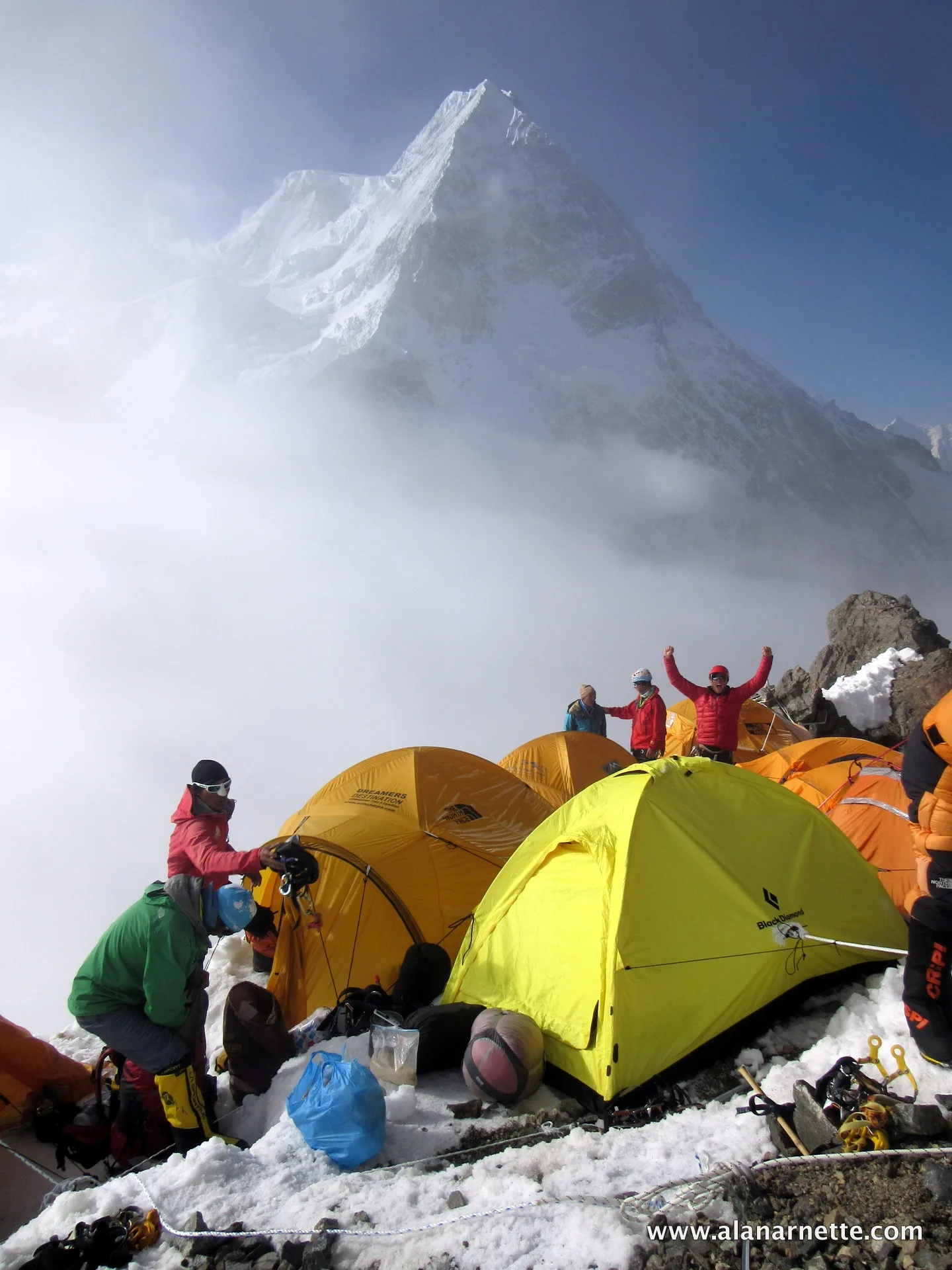 Camp 3 on K2 with Broad Peak behind