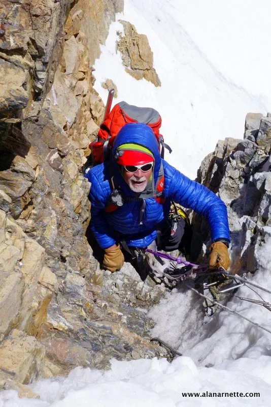 Alan climbing House Chimney on K2