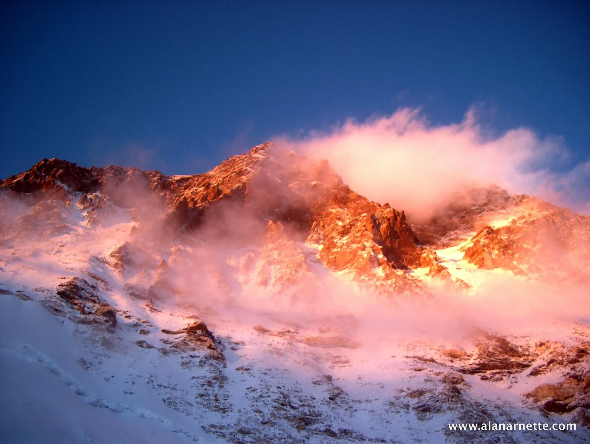 Everest from Western Cwm at sunset