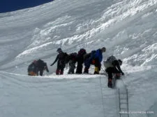 Climbing in Khumbu Icefall
