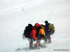Lhotse Face in ground blizzard